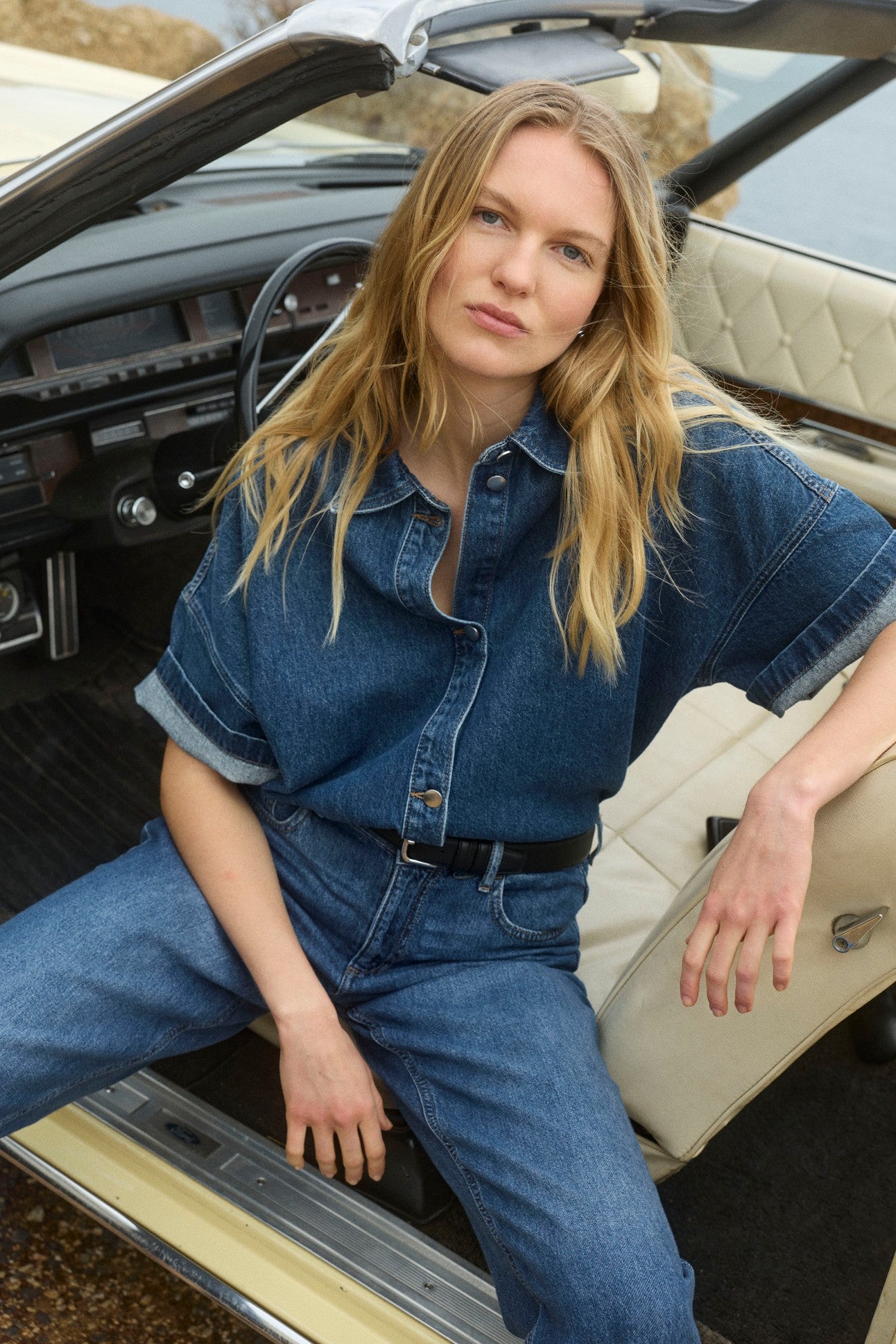 VICREEK Denim Shirt - Medium Blue Denim