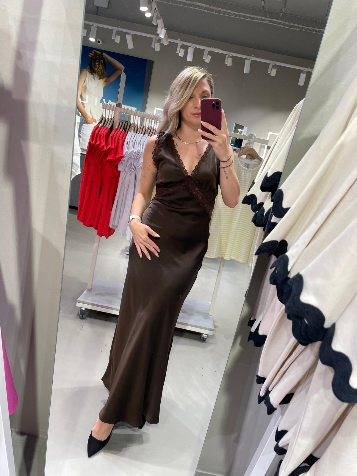 VIEMILY Midi Dress - Coffee Bean
